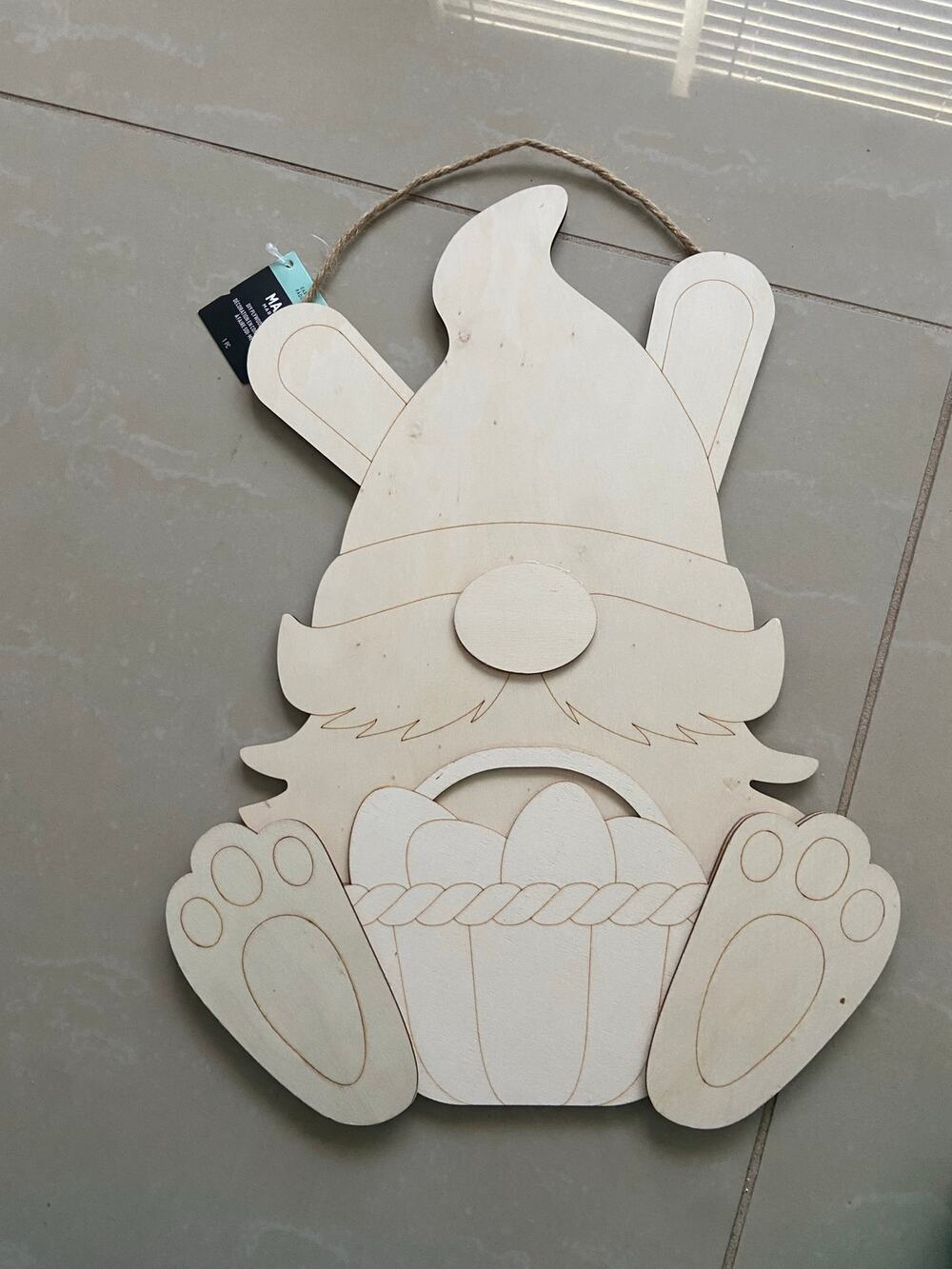 Hanging wooden Easter gnome